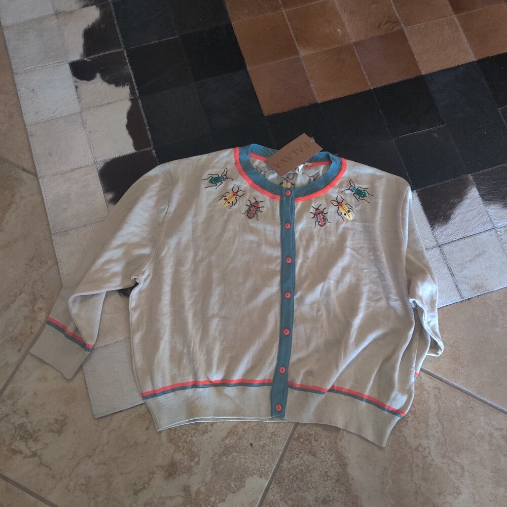 Unique Vintage    Palava insect embroidered cardigan size 2xl New